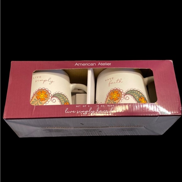 American Atelier Other - American Atelier Mugs. Set of 2 in box. Brand new! Paisley orange and green.